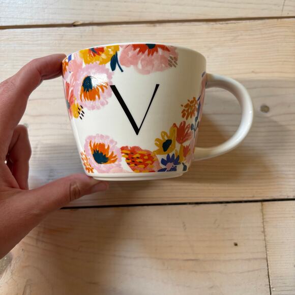 Opalhouse NWOT Stoneware “V” Floral Initial Mug - Picture 1 of 5